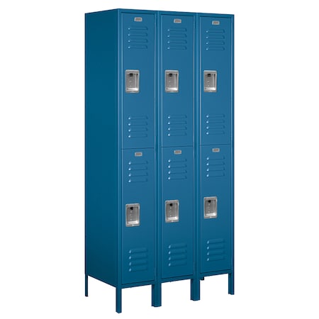 Salsbury Industries Wardrobe Locker, 36 in W, 18 in D, 78 in H, (3) Wide, (6) Openings, Blue 62368BL-U